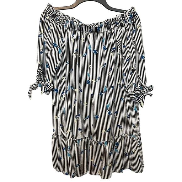 Chifon Koi Fish Off Shoulder Top Striped Small - Picture 1 of 9